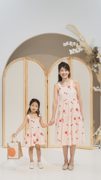 Girl Babydoll Tiered Dress Oriental Floral