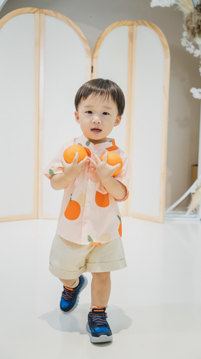 Boys Mandarin Collar Shirt Signature Orange