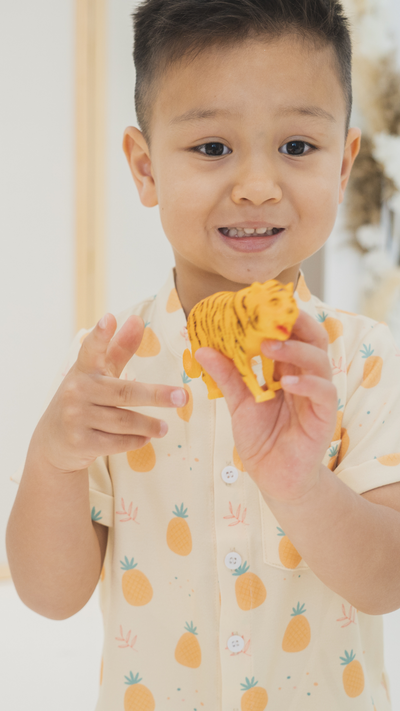 Boys Mandarin Collar Shirt Pineapple Huat