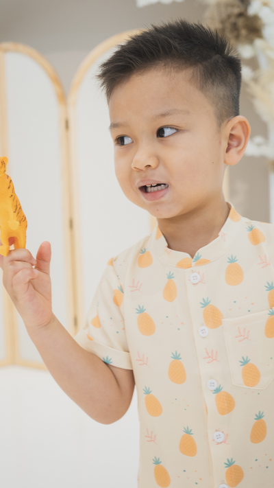 Boys Mandarin Collar Shirt Pineapple Huat
