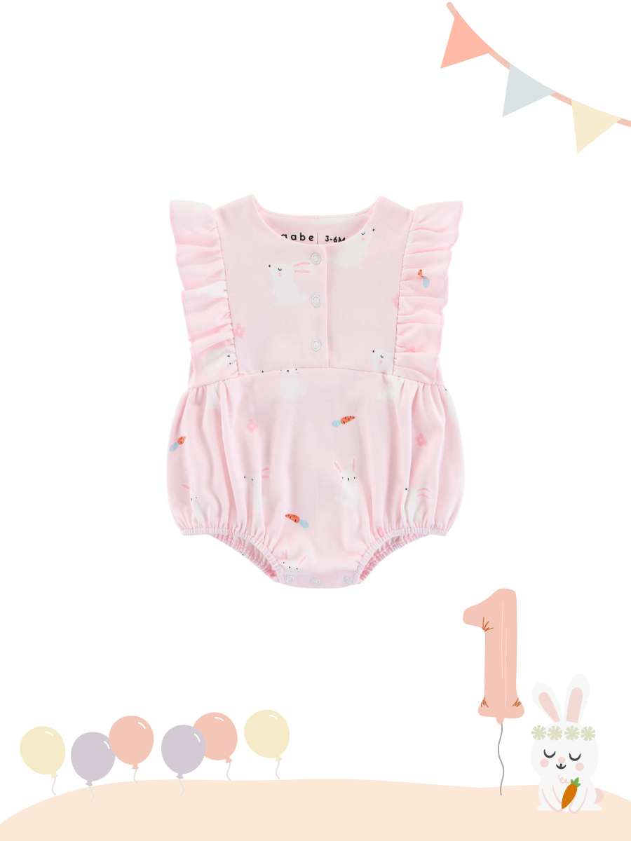 Organic Cotton Playwear Bubble Romper Bunny