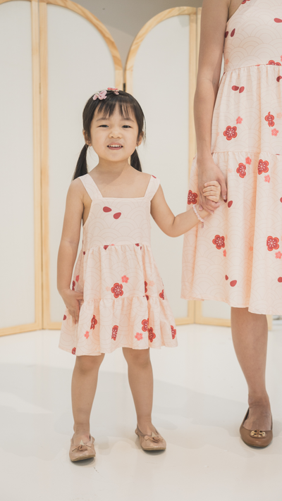 Girl Babydoll Tiered Dress Oriental Floral