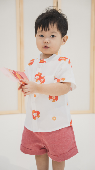 Boys Mandarin Collar Shirt Fortune Bag
