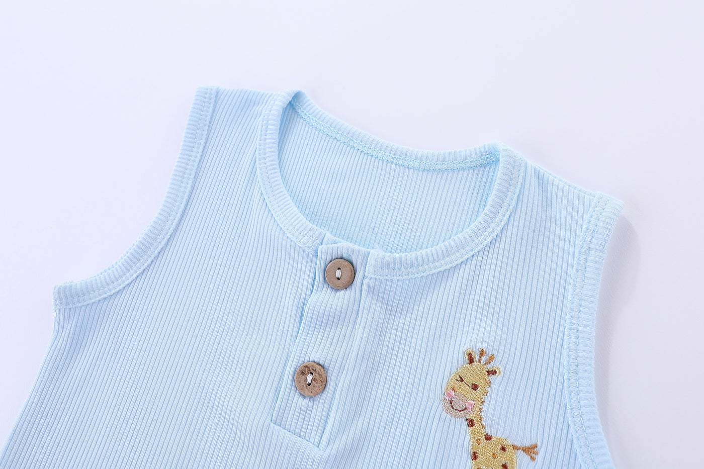 Ribbed Cotton Sleeveless Bodysuit Giraffe