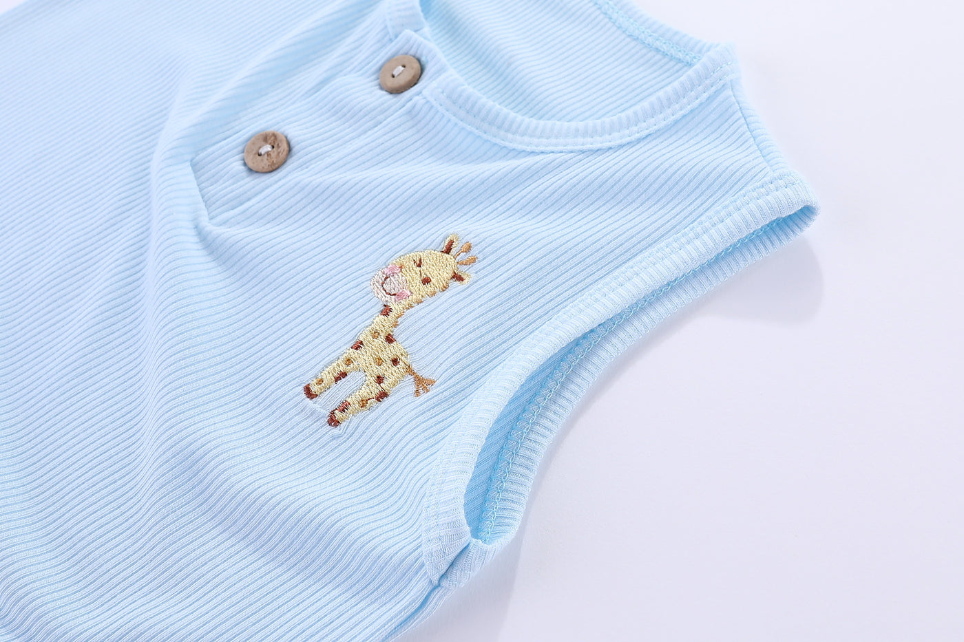 Ribbed Cotton Sleeveless Bodysuit Giraffe