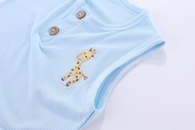 Ribbed Cotton Sleeveless Bodysuit Giraffe