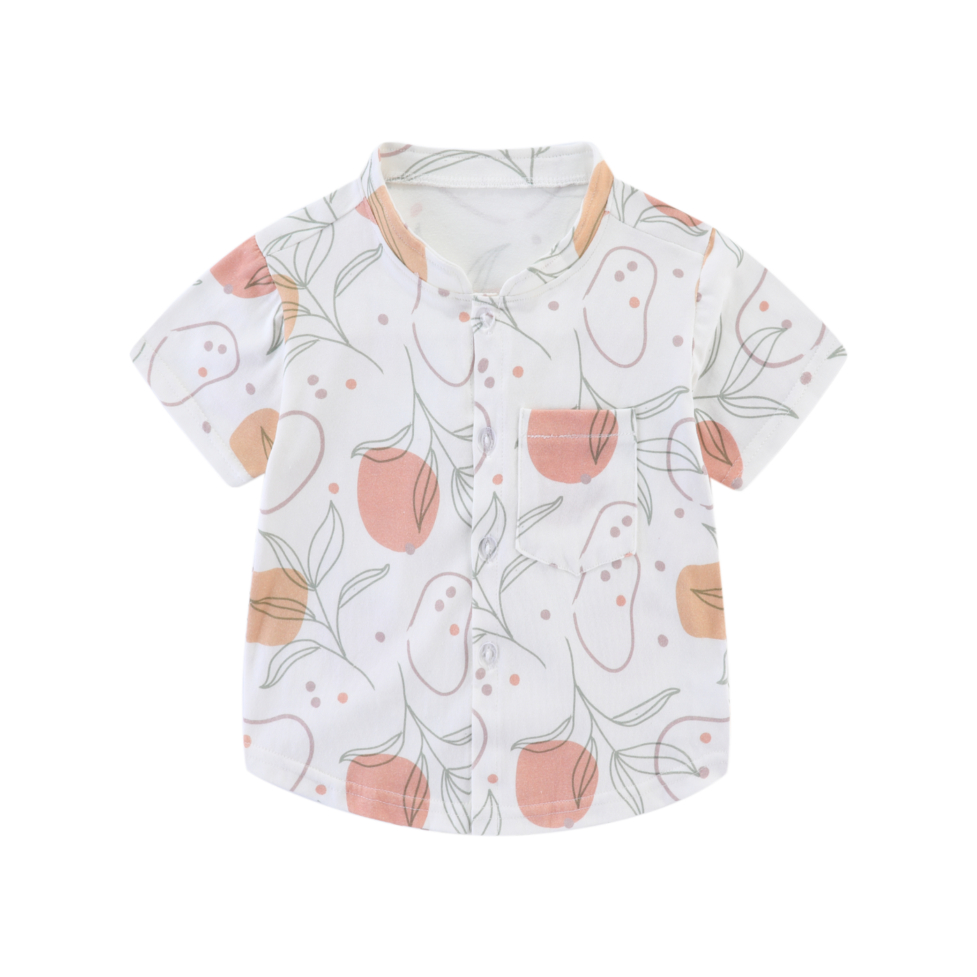 Spring Floral Mandarin Collar Boy Shirt