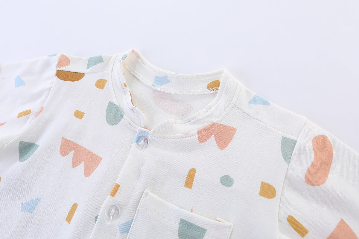 Geometric Confetti Mandarin Collar Boy Shirt