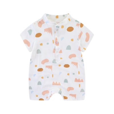 Geometric Confetti Mandarin Collar Baby Shirt Romper