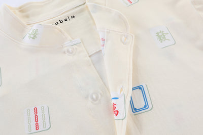 Prosperous Mahjong Mandarin Collar Men Shirt