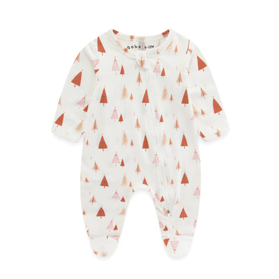 Soft Organic Cotton Sleepsuit Pine Tree