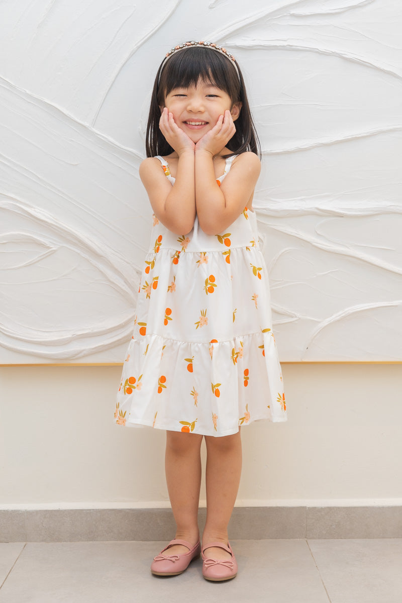 Auspicious Orange Girl Babydoll Tiered Dress