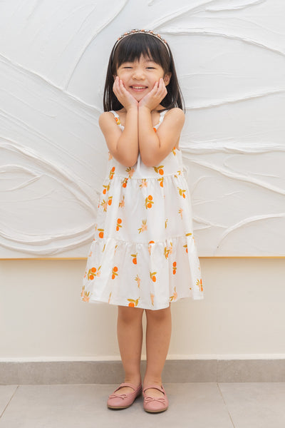 Auspicious Orange Girl Babydoll Tiered Dress