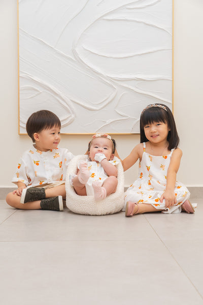 Auspicious Orange Boy Mandarin Collar Shirt