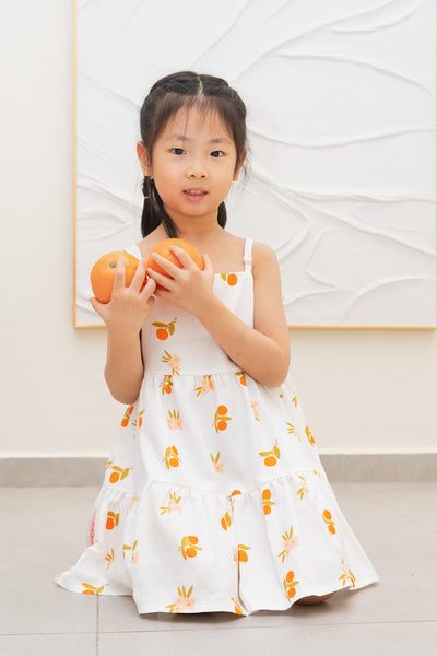 Auspicious Orange Girl Babydoll Tiered Dress