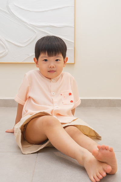 Flourish Boy Mandarin Collar Pocket Shirt