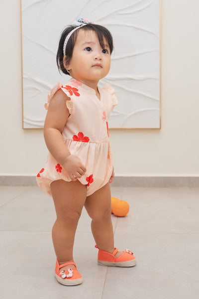 Flourish Baby Girl Mandarin Collar Ruffled Romper