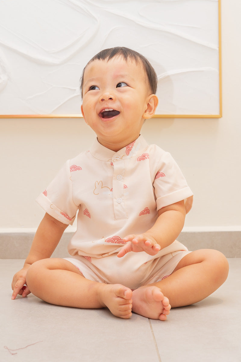 Tugether Baby Mandarin Collar Shirt Romper