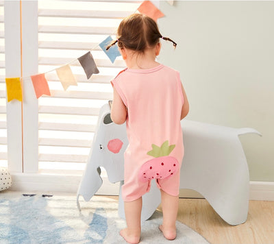 Fruity Bum Sleeveless Playsuit Strawberry