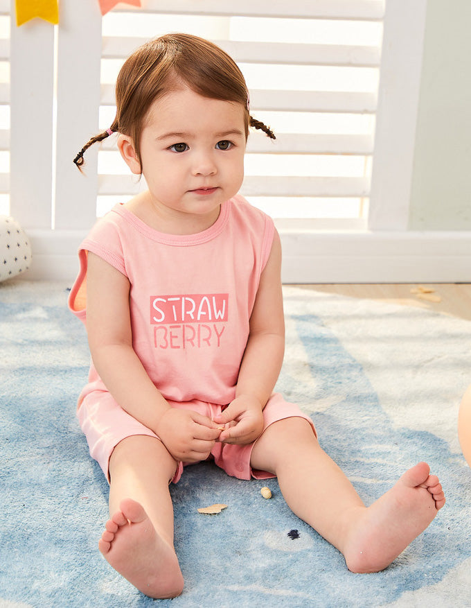 Fruity Bum Sleeveless Playsuit Strawberry
