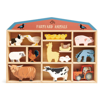 Farm Animals With Display Wood Shelf