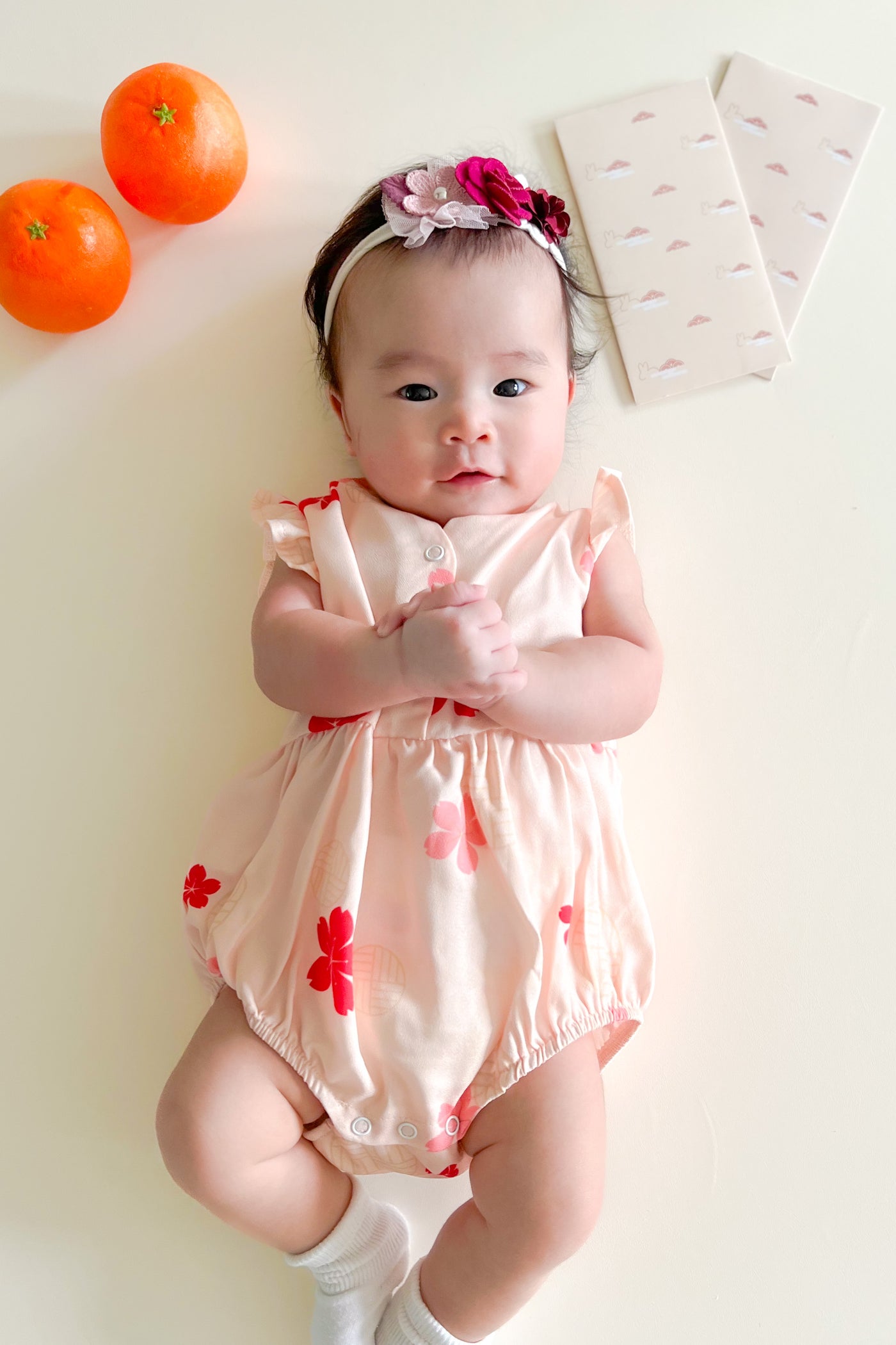 Flourish Baby Girl Mandarin Collar Ruffled Romper