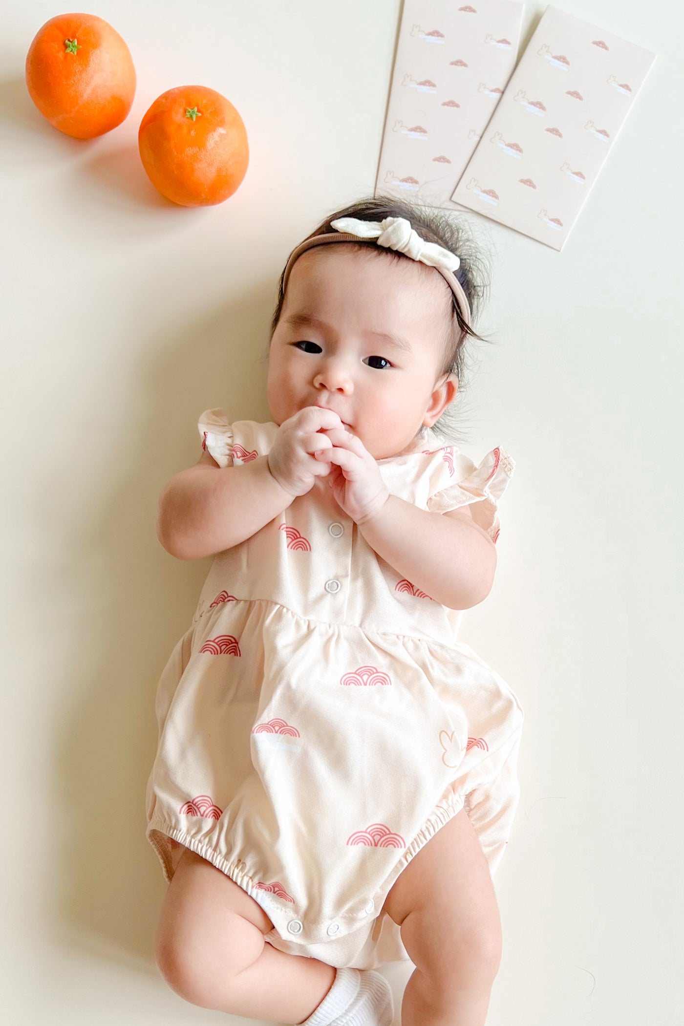 Tugether Bunny Baby Girl Mandarin Collar Ruffled Romper